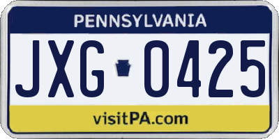 PA license plate JXG0425
