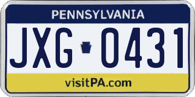 PA license plate JXG0431