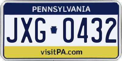 PA license plate JXG0432