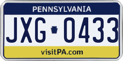 PA license plate JXG0433