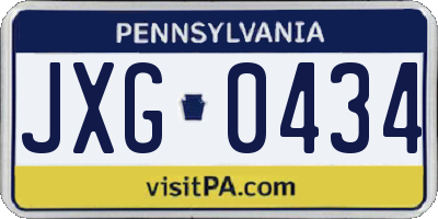 PA license plate JXG0434