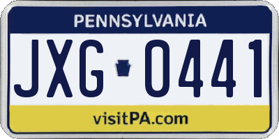 PA license plate JXG0441