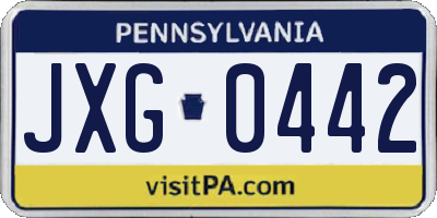 PA license plate JXG0442