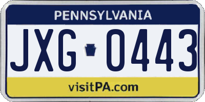 PA license plate JXG0443