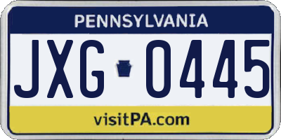 PA license plate JXG0445