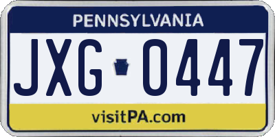 PA license plate JXG0447