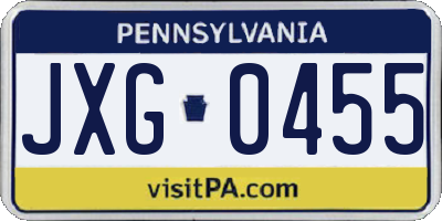 PA license plate JXG0455