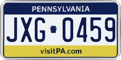 PA license plate JXG0459