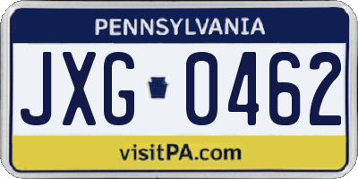 PA license plate JXG0462