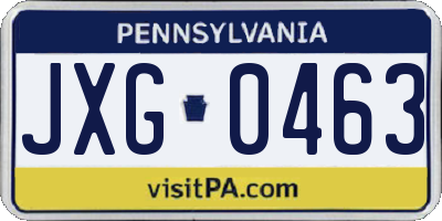 PA license plate JXG0463