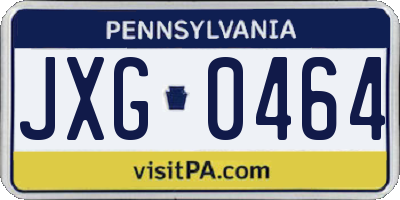 PA license plate JXG0464