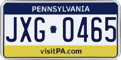 PA license plate JXG0465