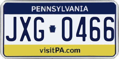 PA license plate JXG0466