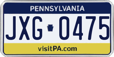 PA license plate JXG0475