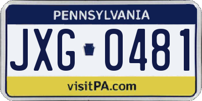 PA license plate JXG0481