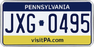 PA license plate JXG0495