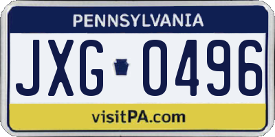 PA license plate JXG0496