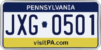 PA license plate JXG0501