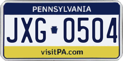 PA license plate JXG0504