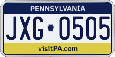 PA license plate JXG0505