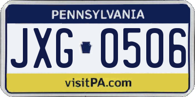 PA license plate JXG0506