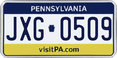 PA license plate JXG0509
