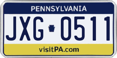 PA license plate JXG0511