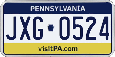 PA license plate JXG0524