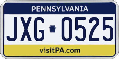 PA license plate JXG0525