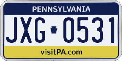 PA license plate JXG0531