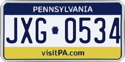 PA license plate JXG0534