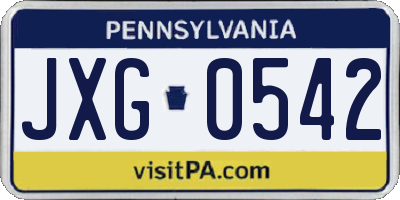 PA license plate JXG0542