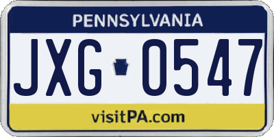 PA license plate JXG0547