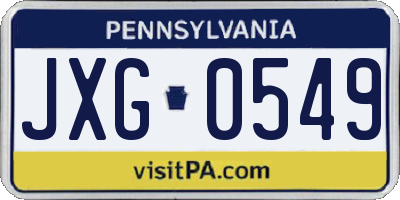 PA license plate JXG0549