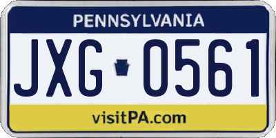 PA license plate JXG0561