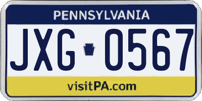 PA license plate JXG0567