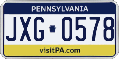 PA license plate JXG0578