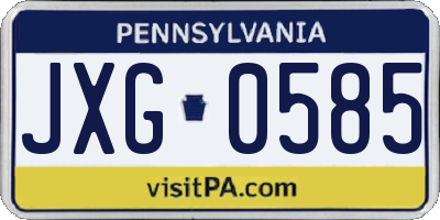 PA license plate JXG0585