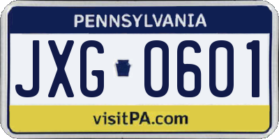 PA license plate JXG0601
