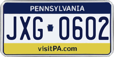 PA license plate JXG0602