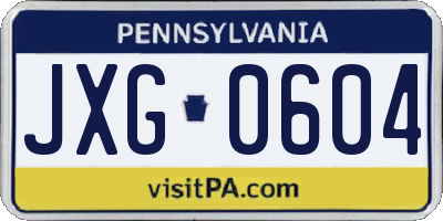 PA license plate JXG0604