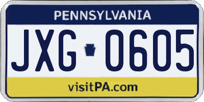 PA license plate JXG0605