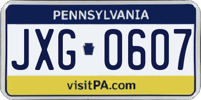 PA license plate JXG0607