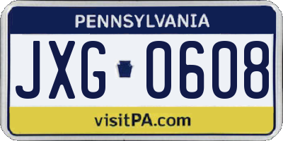 PA license plate JXG0608