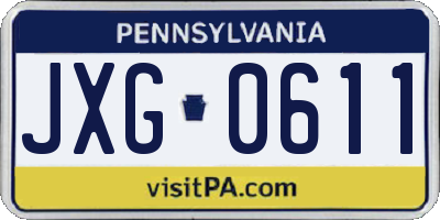 PA license plate JXG0611