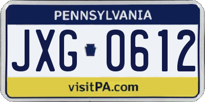 PA license plate JXG0612