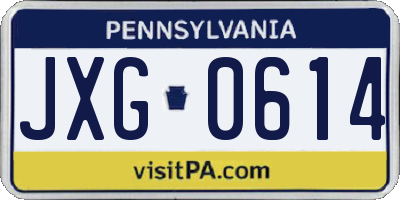 PA license plate JXG0614