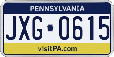 PA license plate JXG0615