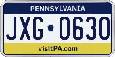 PA license plate JXG0630