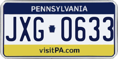 PA license plate JXG0633